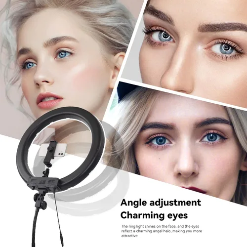 Vista 6 de Anillo de luz de 18 pulgadas, 55 W regulable 5500K luz con 240 LED filtro de color, tubo suave y bolsa de transporte para YouTube, TikTok, selfies