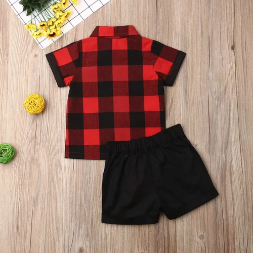 Vista 99 de Conjunto de camisa de manga corta con botones y pantalones cortos casuales con diseño de flamingo, para bebés y niños de 1 a 6 años, atuendos