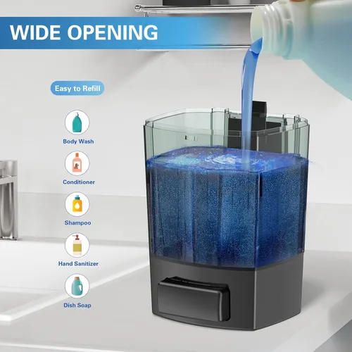 Vista 3 de SVAVO Dispensador de Jabón Montado en Pared Dispensador Manual de Jabón para Cocina y Baño Dispensador de Jabón de Mano Recargable para Contenedores
