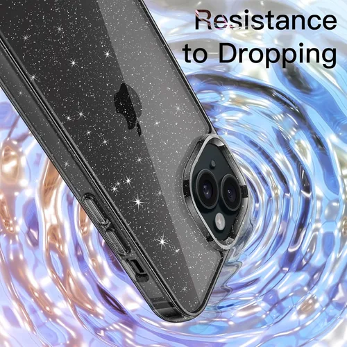 Vista 5 de JETech - Funda con purpurina para iPhone 15 de 6.1 pulgadas, funda brillante a prueba de golpes, bonita y brillante para mujeres y niñas (negro)