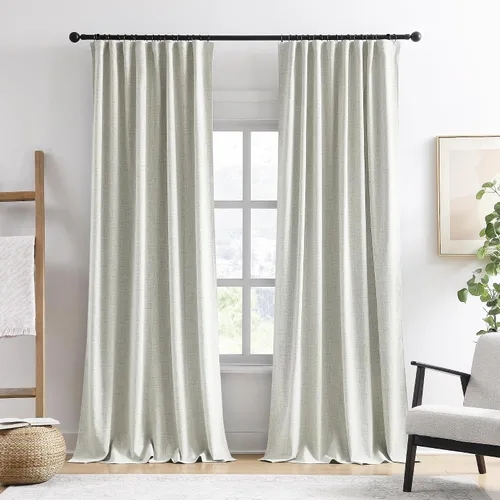 Vista 28 de RAIN CITY 2 paneles de cortinas extra anchas de 96 pulgadas de largo, de Beige