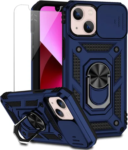 Vista 15 de Funda para iPhone 13 con cubierta para lente de cámara, protector de pantalla HD, doble capa [protección contra caídas de grado militar de 15 pies]