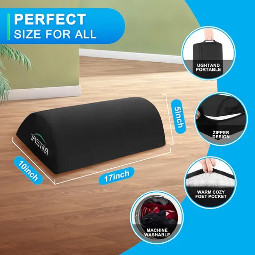 Vista 3 de TALSTILA Reposapiés para debajo del escritorio en el trabajo, reposapiés con bolsillos cálidos y de felpa, taburete ergonómico de espuma, reposapiés