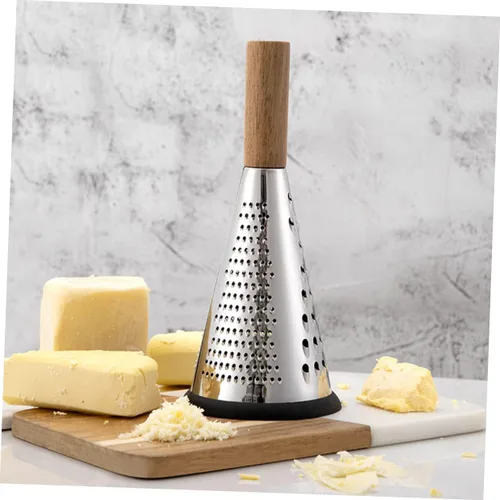 Vista 9 de MERRYHAPY Rallador de queso manual con mango de metal, forma de cono de 3 lados, rallador de queso vegetal para cocina