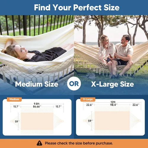 Vista 5 de SUNCREAT - Hamaca portátil de camping para exteriores, resistente, hamaca para 2 personas para colgar en árboles, color beige con borlas