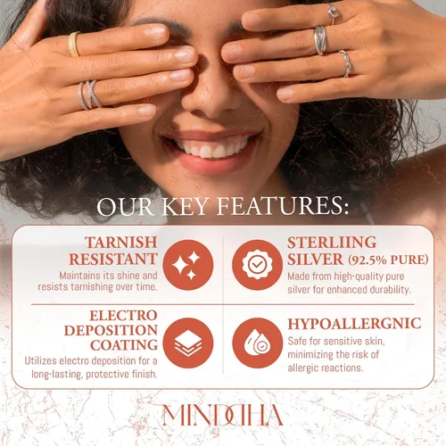 Vista 4 de MINDDHA Sterling Silver Interlocking Ring for Women - 925 Trinity Rolling Ring - Handmade Dainty Stackable Jewelry - Ideal Gift for Anniversary