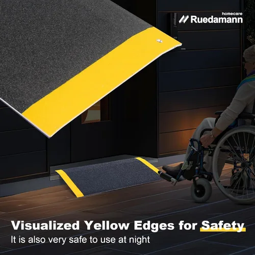 Vista 3 de Ruedamann Rampa de umbral para puertas, 32 pulgadas de ancho x 10 pulgadas de largo, rampas antideslizantes para sillas de ruedas para escalones