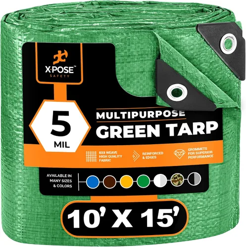 Vista 82 de Xpose Safety - Lona de polietileno ligera azul – Funda protectora multiusos, paño de goteo – duradero, impermeable, resistente a la intemperie