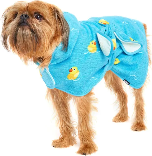 Vista 21 de BARKBOX - Albornoz para perros, tamaño mediano Toalla de baño de microfibra de secado rápido, cierre de velcro y lazo envolvente, lavable a