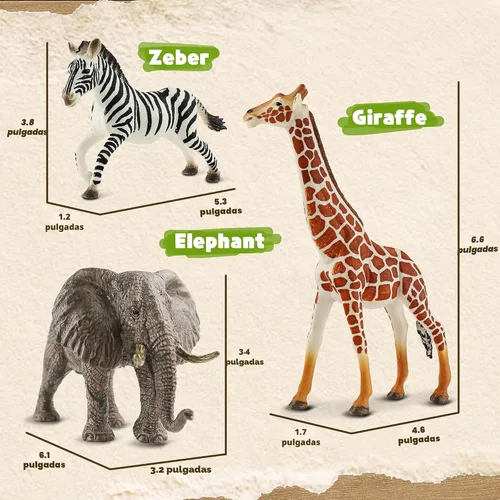 Vista 3 de Zippytots 6 piezas figuras de animales de safari para niños de 3-5 años figuras realistas de animales de selva de plástico vida silvestre africana