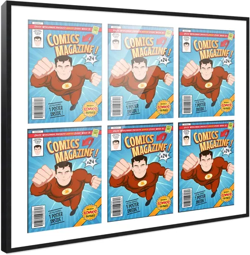 Vista 137 de Poster Palooza Marco de cómic con paspartú para 1 cómic de la Edad de Bronce publicado entre 1970 y 1985, marco de cómic negro para cómic de 7.25 x