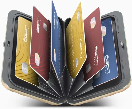 Vista 3 de ÖGON -DESIGNS- Lady Case - Cartera de aluminio para mujer, bolsa acolchada de metal, tarjetero con bloqueo RFID, cierre de metal fuerte