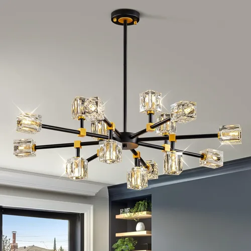 Vista 13 de Modern Ceiling Light Fixture with 13-Lights,Gold Semi Flush Mount Ceiling Light,Crystal Sputnik Chandeleirs,Modern Ceiling Lights for Living