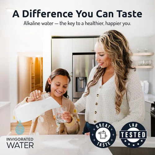 Vista 5 de Invigorated Water pH Vitality - Jarra de filtro de agua alcalina de acero inoxidable, purificador de agua de alto pH con 1 bolsa de filtro