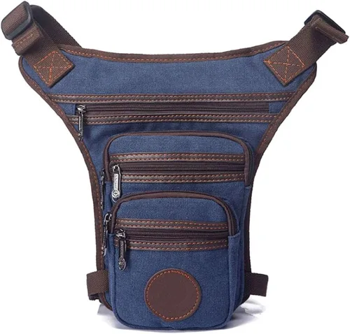 Vista 19 de Canvas Drop Leg Bag Outdoor Waist Pack for Men Women Tactical Military Motorcycle Bike Cycling Multi-Pocket Waist Fanny Pouch Travel Hiking Climbing
