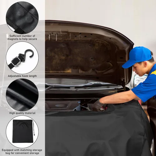 Vista 3 de 4 fundas protectoras magnéticas de cuero para mecánicos, funda protectora de cuero grande con bolsa de almacenamiento, almohadilla protectora