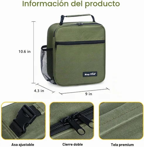 Vista 5 de Hap Tim Lonchera térmica para mujer, lonchera reutilizable para mujeres y hombres, lonchera para adultos para el trabajo, lonchera portátil, verde