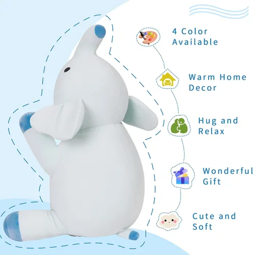 Vista 3 de OurHonor Animales de Peluche con Peso, Peluche de Elefante con Peso de 4.2lbs de 24 Pulgadas de Felpa Suave, Almohada de Elefante de Peluche