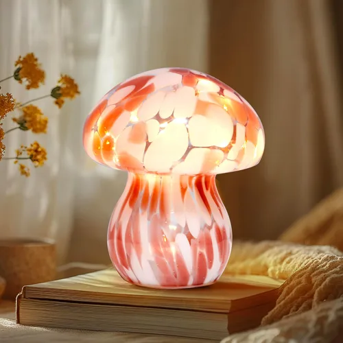 Vista 10 de Árbol de Navidad de vidrio decorativo con luz LED: 13.5" de alto, adorno de mesa de batería para las fiestas, decoración navideña de vidrio