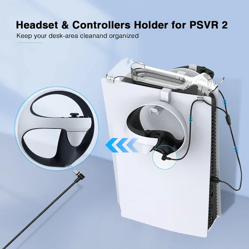 Vista 2 de 6-in-1 Accessories Bundle for PSVR 2, with one for two Magenic Charging Cable,Display Stand,Hook Rack,Lens Protector 5 Accessories