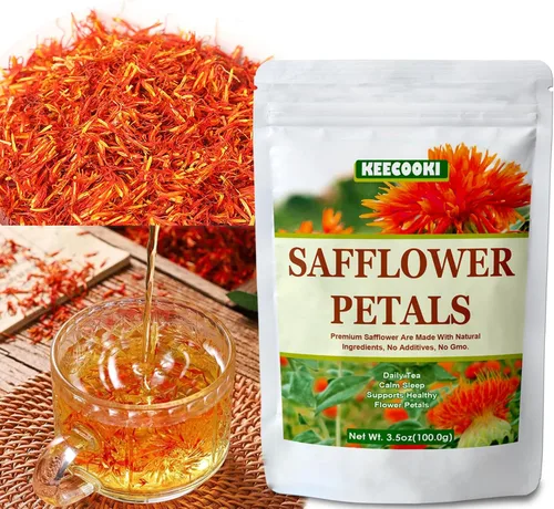 Vista 4 de Pétalos de cártamo secos de alta calidad, 3.5 onzas (3.53 oz), flores de cártamo 100% naturales, puros, sin aditivos, paquete de 1