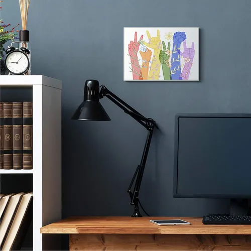 Vista 3 de Stupell Industries 'Peace Love Caring Hand Signs ASL' Arte de placa de pared