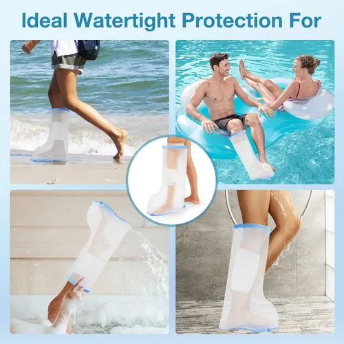 Vista 6 de Funda impermeable extra ancha para adultos de ducha, cubierta de ducha extra grande de media pierna con parte inferior antideslizante, protector