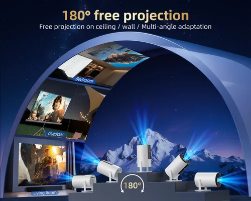 Vista 6 de Proyector inteligente con WiFi y Bluetooth [320ANSI/Google Store/Control de voz] con más de 10,000 aplicaciones, Pericat 4K UHD Proyector de cine