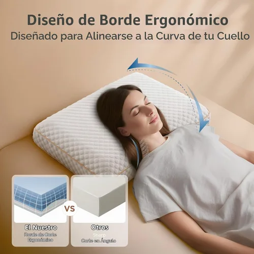 Vista 3 de Almohada de cubo de doble firmeza para dormir de lado y espalda, 24 x 16 x