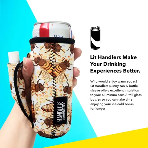 Vista 4 de 12oz Slim Can Pocketed Handler/Cooler/Insulator, bolsillo en la manija sostiene Chapstick o Vape Pen, patente pendiente (arcoíris)