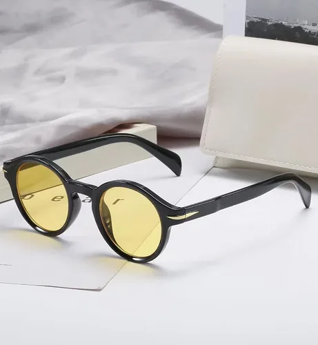 Vista 6 de SDINM Gafas de sol redondas pequeñas para mujer, marco de plástico vintage, lentes de sol UV400