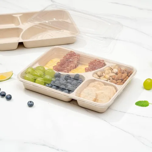 Vista 10 de Restaurantware Solo tapas: tapas pulp tek para bandejas To Go 100 tapas desechables para llevar contenedores - Hecho de fibras de caña de azúcar