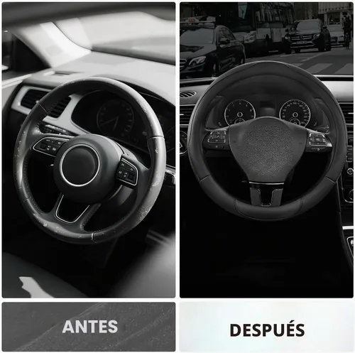 Vista 3 de Road Comforts Funda para volante, de piel antideslizante y transpirable, ajuste universal de 14.5 a 15 pulgadas, agarre cómodo, color negro