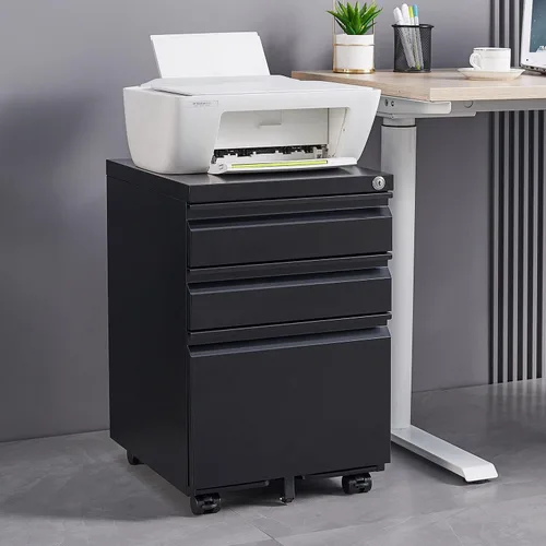 Vista 7 de anwickjeff Archivador móvil de 3 cajones con cerradura, archivador de metal debajo del escritorio para archivo legal/carta/A4, totalmente montado