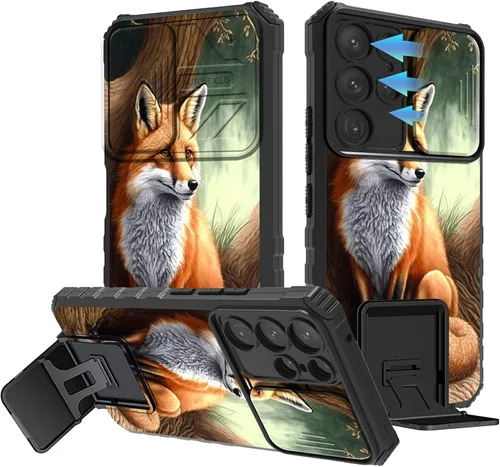Vista 122 de Funda para Samsung Galaxy A13 5G/4G/A04S, Galaxy A13 5G con cubierta de cámara deslizante, funda de doble capa integrada con función atril