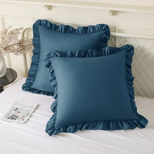Vista 15 de KKJIAF Paquete de 2 fundas de almohada con volantes de 18 x 18 pulgadas