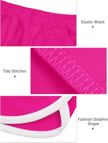 Vista 4 de Poroka Paquete de 3 pantalones cortos de correr para niñas, pantalones cortos deportivos de delfín con bolsillos, de secado rápido, pantalones