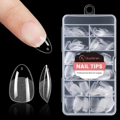 Vista 18 de Quaferen Puntas de Uñas de Almendra Medianas: 240pcs Puntas de Uñas Postizas Acrílicas Preformadas Forma de Almendra - 12 Tamaños Gel Suave