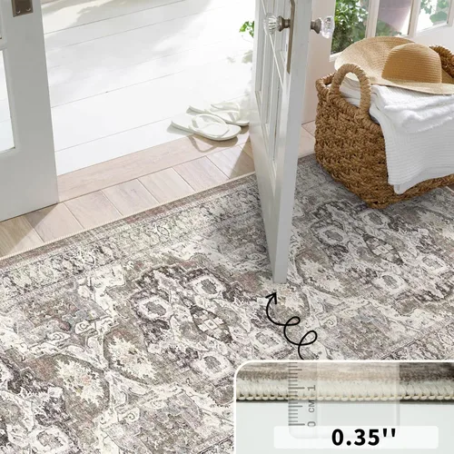 Vista 9 de YOUFORTONG Alfombra Lavable de 2 x 3 Pulgadas para Entrada: Alfombra Antideslizante Vintage para Interiores con Respaldo de Goma para Sala de Estar