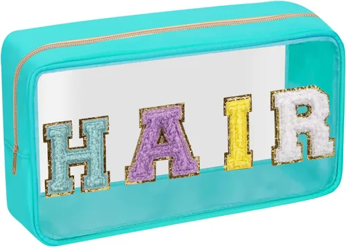 Vista 7 de Iqimott Bolsa de maquillaje transparente para bebé, bolsa de cosméticos personalizada de felpilla para viajes, de nailon, impermeable, artículos