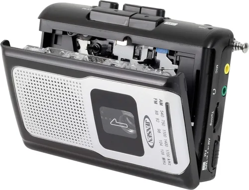 Vista 5 de Jensen CR-100 - Radio AM/FM portátil retro, reproductor de cassette personal, diseño compacto y ligero, estéreo de radio AM/FM, reproductor
