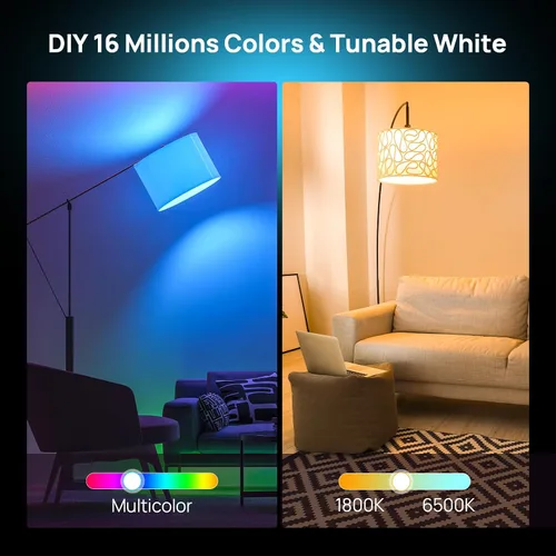 Vista 3 de Consciot Bombillas inteligentes con control remoto, bombilla LED que funciona con Alexa y Google Home, bombilla que cambia de color, bombillas A19