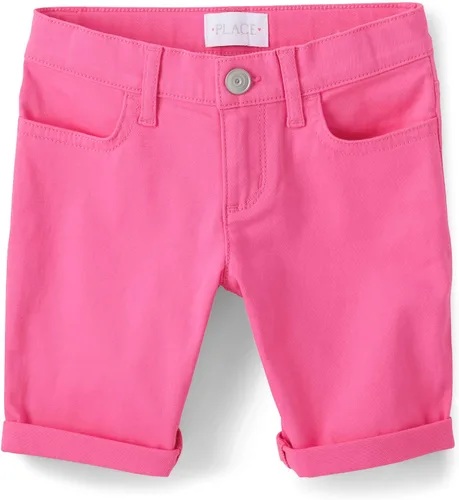 Vista 8 de The Children's Place - Pantalones cortos sólidos para niñas Aguamarina/rosa/amarillo/naranja Brights paquete de 4