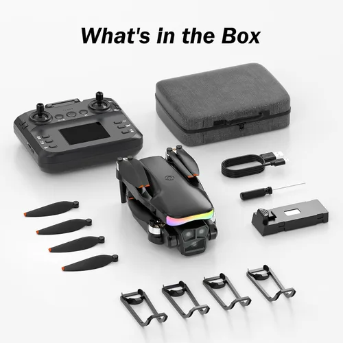 Vista 9 de F417PRO Drone con cámara 1080P para adultos y niños, mini dron con pantalla, dron para adultos, lente dual de 90°, luces LED, flujo óptico, batería