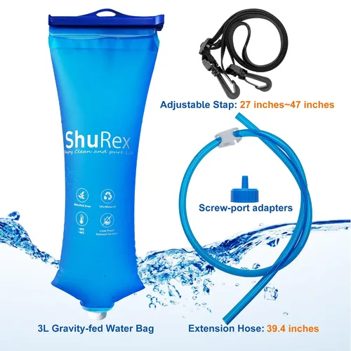 Vista 2 de Bolsa de Agua Alimentada por Gravedad de 3L para Sistema de Filtración de Agua Sawyer Filtro de Agua de Supervivencia, Compatible con LifeStraw