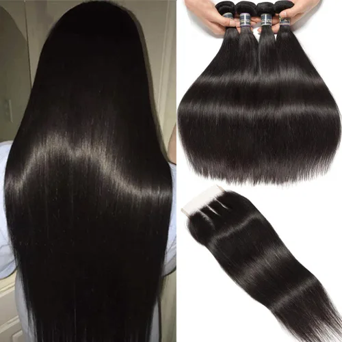 Vista 17 de Extensiones de cabello, liso, malasio, calidad 9A