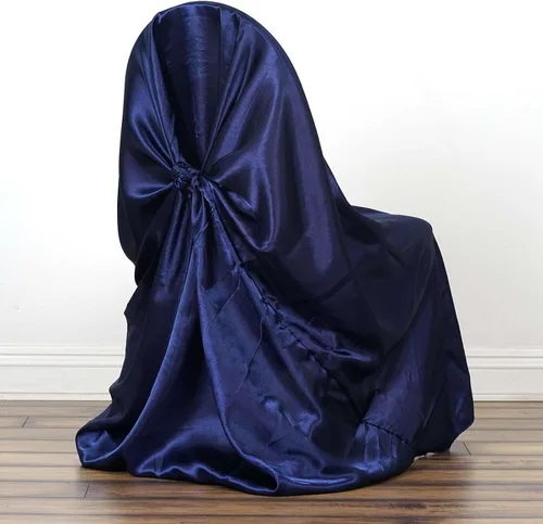 Vista 17 de Efavormart.com - Fundas para sillas beige de 1 pieza, satinadas, con lazo, universales, para banquetes, bodas, plegables, para sillas de comedor