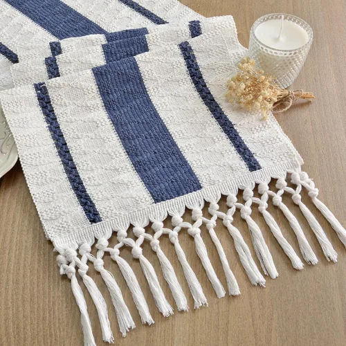 Vista 25 de FEXIA Camino de mesa bohemio para decoración del hogar, 12 x 72 pulgadas, decoración rústica de macramé Beige