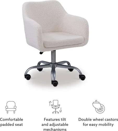 Vista 14 de Linon Home Decor Products Linon Brooklyn Sherpa - Silla de oficina, color marfil