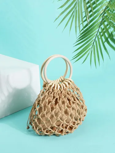 Vista 2 de Verdusa Bolso de paja de ganchillo para mujer 2 en 1 tejido mini bolso de mano